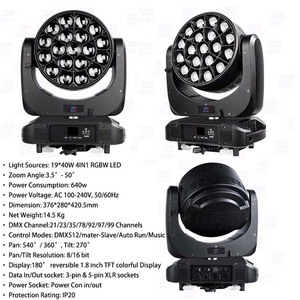 <span class=keywords><strong>Lyre</strong></span> Wash LED RGBW <span class=keywords><strong>DMX</strong></span> 512 à pixels Guangzhou Beyond Stage Light 19x40 Zoom Moving Head - Product Image 6