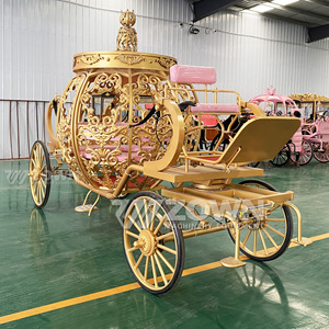 Chariot de mariage citrouille doré motorisé lumineux de haute qualité, chariot de mariage citrouille Cendrillon - Product Image 3