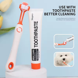 Thiết kế mới thả cao su/Nhựa 2 trong 1 Vanilla flavour Dog Pet kem đánh răng và chấp nhận biểu tượng tùy chỉnh - Product Image 4