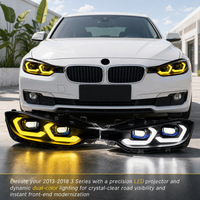 Conjunto de Faros Delanteros Mejorados 2013-2019 para BMW Serie 3 F30 F35, Lente de Proyector Láser LED Modificada con DRL LED de Dos Colores
