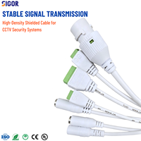 Cable Pigtail Impermeable IP66 para Cámara IP, PVC/PTFE, RJ45, DC Audio, RS485, Arnés de Red de Alarma I/O para Sistemas de Seguridad CCTV