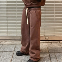 Pantalon de jogging noir personnalisé pour homme, coupe ample, en coton épais, jambe large, style oversize