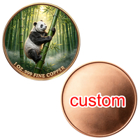 Pièce de monnaie personnalisée en cuivre pur .999 de 1 oz, motif Forêt de bambou Panda, impression UV, pièce de défi, vente en gros d'usine OEM ODM