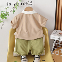 Ensemble d'été pour garçons D3816, motif dinosaure de dessin animé, nouveau style, tenue bébé tendance, ensemble deux pièces en coton coréen pour tout-petits