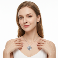Collier pendentif en moissanite en forme de fleur, argent 925 plaqué rhodium, coupe brillante ronde, style romantique pour femme, chaîne en boîte