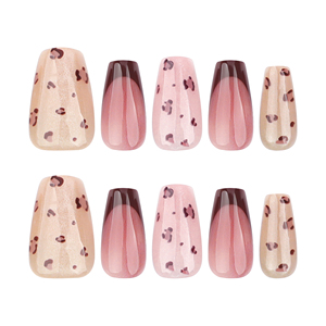 30 faux ongles en acrylique à presser, motif léopard œil de chat, <span class=keywords><strong>rouge</strong></span> français, pour peaux claires, pour filles tendance, personnalisables GN047 - Product Image 5