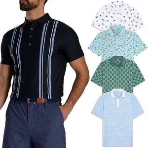 เสื้อโปโลสำหรับผู้ชายเสื้อกอล์ฟสแปนเด็กซ์18% 82% พิมพ์ลายกราฟิกขนาดใหญ่ออกแบบได้ตามที่ต้องการโลโก้ออกแบบใหม่ - Product Image 1