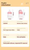 Biberon en silicone PP 120ml sans BPA pour bébé, motif d'impression personnalisable certifié ISO 9001 pour les 0-12 mois.