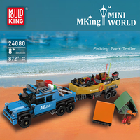 Mould King 24080 872PCS Mini World Serie Fishing Boat Trailer Building Block Model Technical Educational Toy Festival Gift