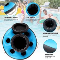 Glacière flottante gonflable pour piscines avec 6 porte-gobelets intégrés, glacières flottantes gonflables en PVC pour le lac, porte-boissons flottants