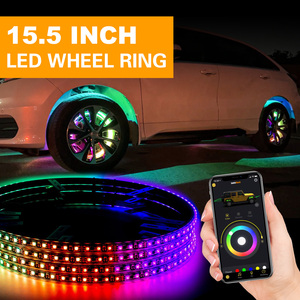 إطار عجلة LED RGB بوصة ضوء مزدوج صف متدفق ملون شريط نيون مقاوم للماء تطبيق جو السيارة قضبان النوع - Product Image 5