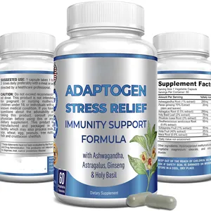 Capsule Adaptogène Soulagement Du Stress Formule Adaptogène Soutien Surrénal Ashwagandha Astragalus Ginseng Basilic Sacré Rhodiola Capsules