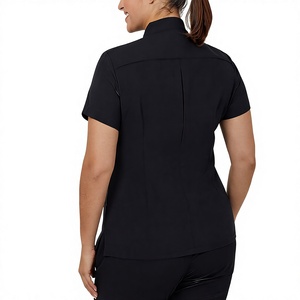 Women Spa Therapist Uniform Beauty Salon <b>Tunic</b> Polyester Spandex <b>Short</b> <b>Sleeve</b> Workwear Custom Logo Beauty & Medical Spa Uniform - Product Image 4
