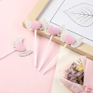 Wholesale Beautiful Girl Angel Festival Butterfly Fairy Stick Cake Decor Cute Kids Hearts with Wings Stick Cake Decoration