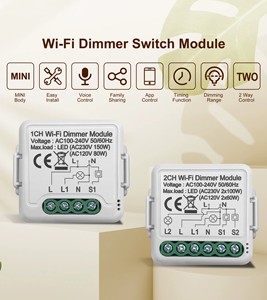 2025 actualización 2 canales Wifi o Zigbee interruptor de luz temporizador Tuya Smart Wifi y módulo de interruptor ZigbeeDimmer - Product Image 2