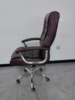 Chaise de bureau ergonomique réglable en cuir marron de luxe moderne pour cadres