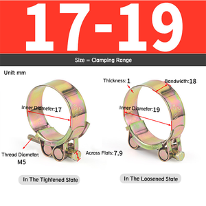 Collier de serrage robuste à boulon en T – Style européen, bande solide à fil unique, en acier au carbone peint, réglable (pouces/métrique) - Product Image 3