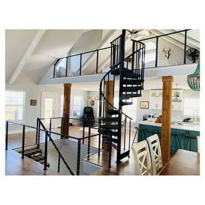 <span class=keywords><strong>Scala</strong></span> a chiocciola moderna ad alta resistenza con telaio in acciaio e gradini in legno, capacità di carico 136 kg, per appartamento, villa, <span class=keywords><strong>casa</strong></span> duplex - Product Image 3