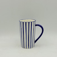 Mug à café en céramique personnalisé avec logo et emballage, tasse en céramique rayée peinte à la main pour la maison, le bureau, l'hôtel, cadeau promotionnel, non en stock