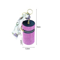 Ensemble de défense personnelle porte-clés pour femme et fille, en cuir PU avec strass, étui à rouge à lèvres, boîte de rangement pour brillant à lèvres, accessoires porte-clés, cadeaux