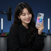 Support de téléphone portable avec anneau lumineux RGB et support de refroidissement pour diffusion en direct, jeux et studio