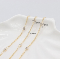 Chaînes en laiton plaqué or 14 carats, faites à la main, avec zircon, pour la fabrication de colliers et bracelets DIY, vente en gros