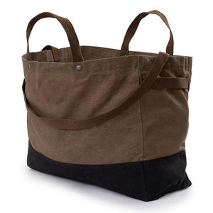 Vente en gros de sacs à main unisexes en toile de coton extra large décontractés vintage sacs cabas avec fermeture éclair et léger pour le transport du bois de chauffage - Product Image 6