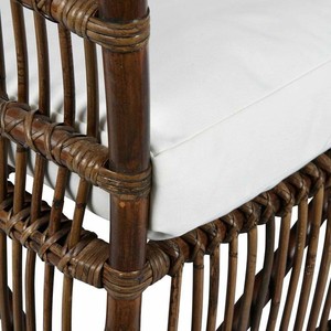 Fauteuil en rotin avec coussins en coton blanc, style tropical, mobilier d'extérieur - Product Image 5