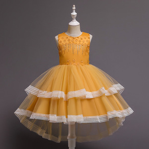 Robe de demoiselle d'honneur rose à col rond et jupe tutu pour filles, idéale pour mariage ou performance au piano - Product Image 3