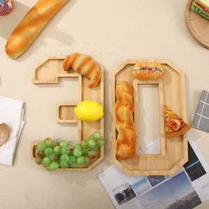 Wooden Digital <b>Tray</b> For Parties Fruits Desserts Birthday Decorative Serving Dish Natural Wood Color - Product Image 2