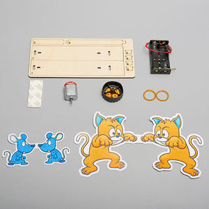 Petit chat et souris bricolage chat attraper souris <span class=keywords><strong>centrifugeuse</strong></span> cercle tournant paquet de matériel pour enfants équipement scientifique jouets en bois - Product Image 5