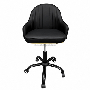 Silla de Bar Elegante con Respaldo de PU Negro, Taburete con Ruedas y Altura Ajustable para Salón de Belleza, Spa, Estudio y Área de Recepción - Product Image 2