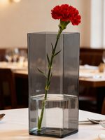Vase carré en acrylique de luxe léger, haut de gamme, pour la maison, le salon, transparent, pour l'arrangement floral, rose, lys, fleurs fraîches