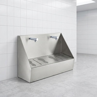 Lavabo double station moderne en SUS304 pour ablution (Wudu) avec grille de lavage des pieds et robinet auto-fermant en laiton massif de 1,2 mm d'épaisseur pour ablution musulmane