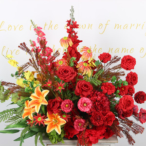 Boule de fleurs séchées en soie rouge vif chinoise pour centres de table de mariage et décorations de Noël - Product Image 3
