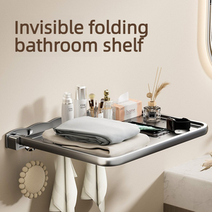 Almacenamiento <span class=keywords><strong>de</strong></span> Ropa para Baño - Estante Plegable <span class=keywords><strong>de</strong></span> <span class=keywords><strong>Pared</strong></span> para Toallas y Ropa <span class=keywords><strong>sin</strong></span> Perforaciones - Product Image 1