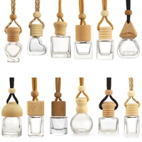 Diffuseur de parfum/huile essentielle transparent en verre carré pour voiture, avec cordon, pour décoration de rétroviseur de voiture