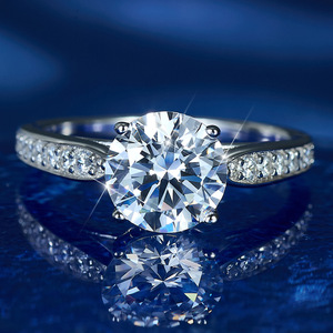 Anillos de Compromiso de Plata 925 con Circonita Cúbica de Corte Radiante <span class=keywords><strong>y</strong></span> Baño de Rodio para Mujer, Diseño de Eternidad, Promesa de Amor, para Uso Diario - Product Image 1