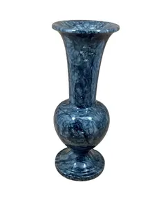 New Design Natural Stone Blue Onyx Vase Home Decor Marble Small Round Flower Vase Party Vase