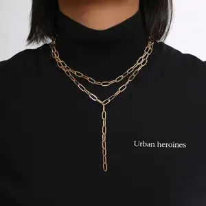 Tianshixin — collier gothique en fer multi-rangs pour femmes et hommes, chaîne épaisse de style Hip-hop, bijoux unisexe