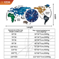 Horloge murale silencieuse à quartz, style voyage, avec carte du monde colorée, idéale pour la décoration murale des hôtels, salons et bureaux