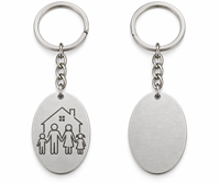 Porte-clés personnalisé sur mesure avec emblème familial ovale en métal, logo personnalisé, vente en gros, cadeau promotionnel, fournisseur, fabricant