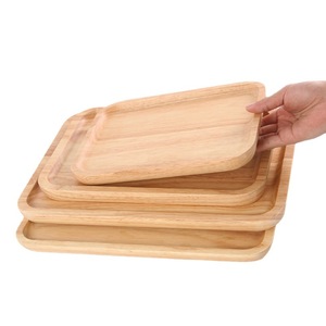 Plateau de service rectangulaire en bois massif pour tasses et soucoupes, gravure de logo personnalisée - Product Image 2