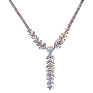 Frangia di grano collana per le donne in acciaio al titanio non sbiadisce la moda catenaria ciondolo catena clavicola - Product Image 1