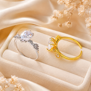 Anello regolabile a forma di goccia d'acqua, gioiello alla moda per l'uso quotidiano, stile coppia. - Product Image 6