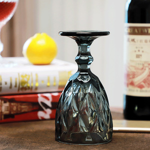 热销批发 165-400 毫升 彩色蓝色复古高脚杯 菱形酒杯 蓝色菱形香槟杯 水杯 饮料杯 - Product Image 2