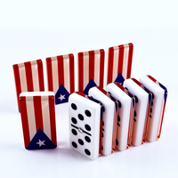 Jeu de dominos double six en acrylique personnalisé avec drapeau de Porto Rico, 28 pièces, taille standard, pour jeu de table éducatif, familial et de loisirs