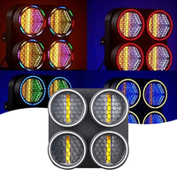 OEM ODM Projecteur de scène rétro LED COB à 4 faisceaux, lumière chaude, contrôle DMX512, 130W RGBWA, pour DJ, disco, stroboscope, wash et rétroéclairage d'ambiance