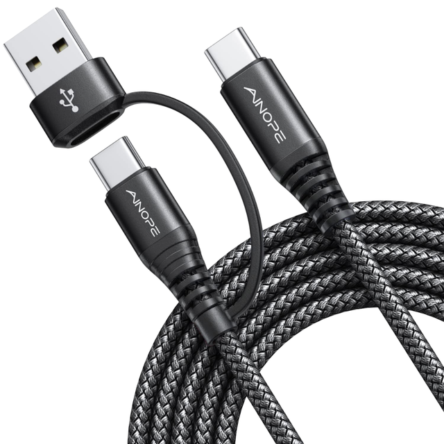 60W 5A Fast Charging 4-in-1 Multi Cable 10ft Red Nylon TPE Jacket USB Type-C for iPhone 16/15 Pro Max//MacBook/iPad Pro