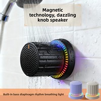 Magnetic 5.3 untuk Kontrol Suara Lampu Atmosfer RGB Dudukan Ponsel Speaker Portabel Mini Tahan Air Suara Surround 360